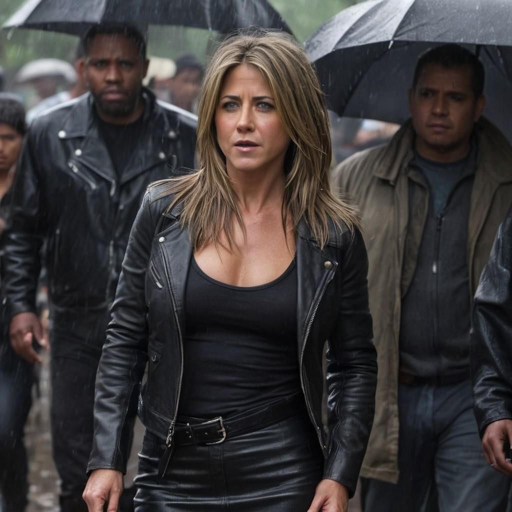 A.I. Jennifer Aniston in Leather in the slummer