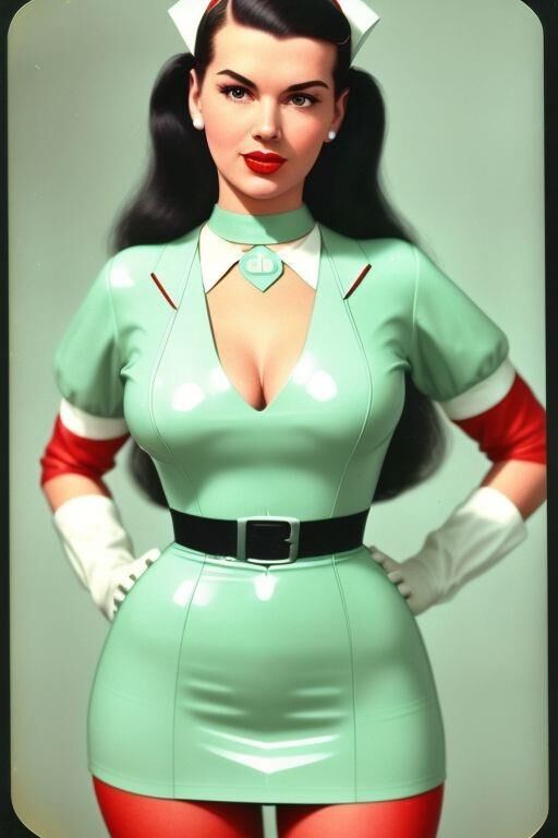 AI-Generated 1950s latex nurses