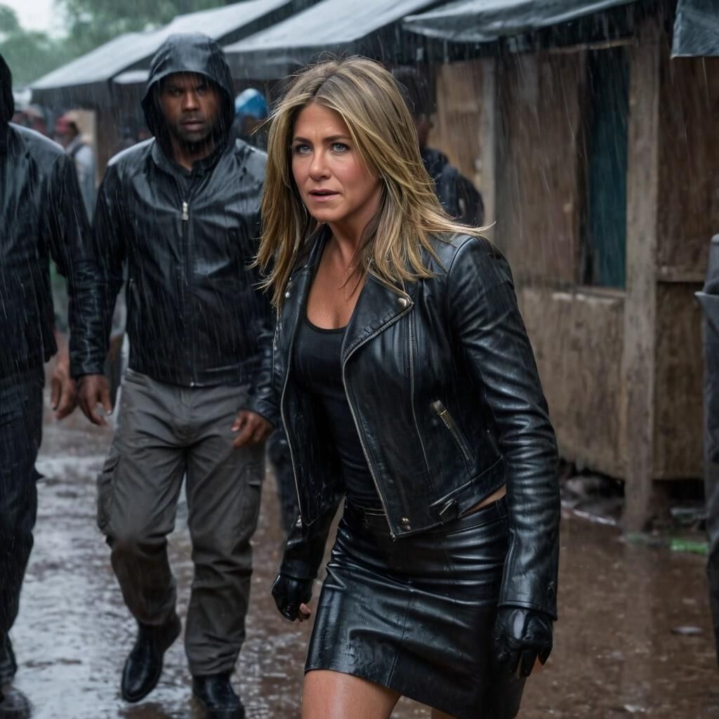 A.I. Jennifer Aniston in Leather in the slummer