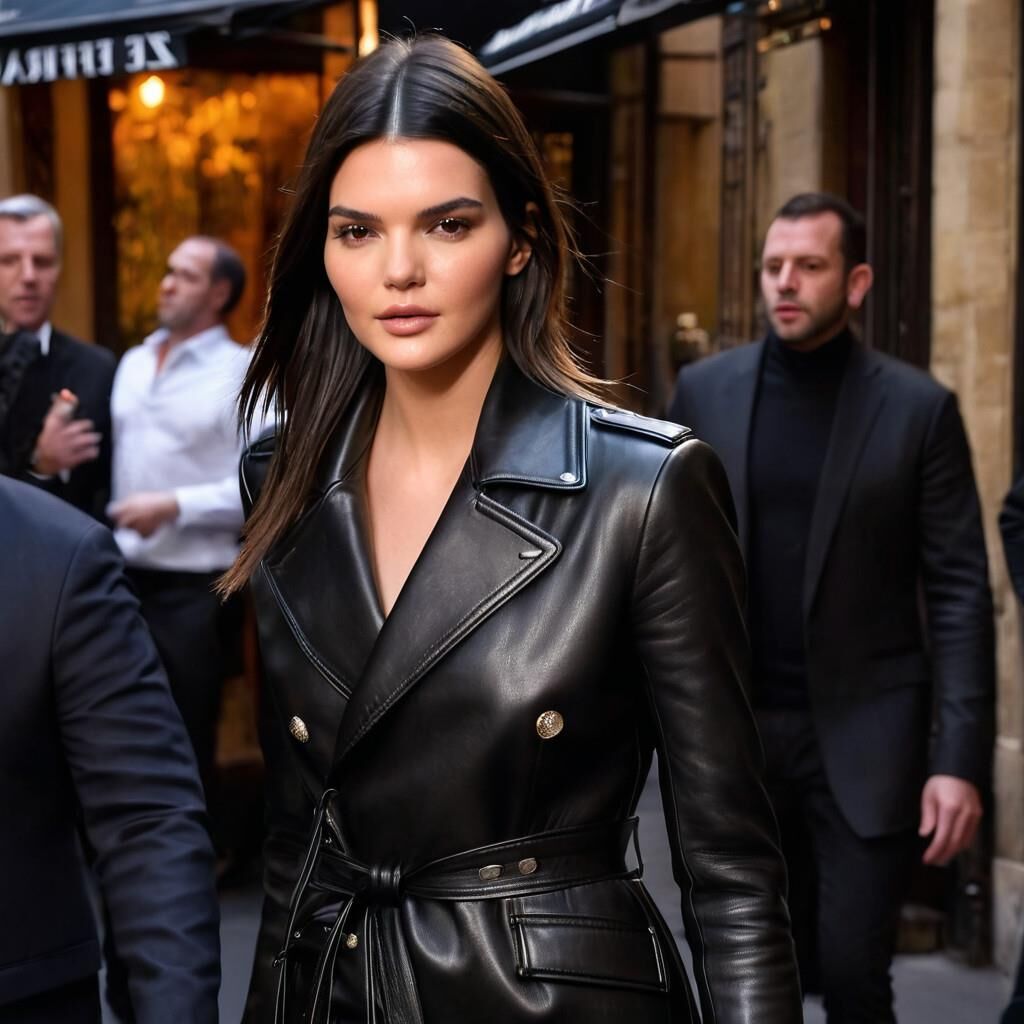 K.I. Kendall Jenner im Ledermantel