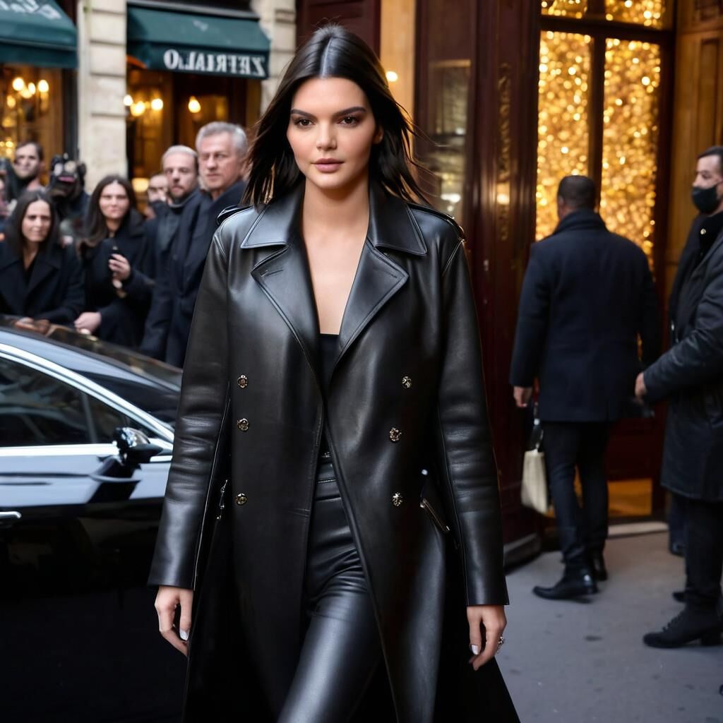 A.I. Kendall Jenner in Leather Coat