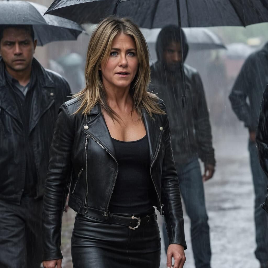 A.I. Jennifer Aniston in Leather in the slummer