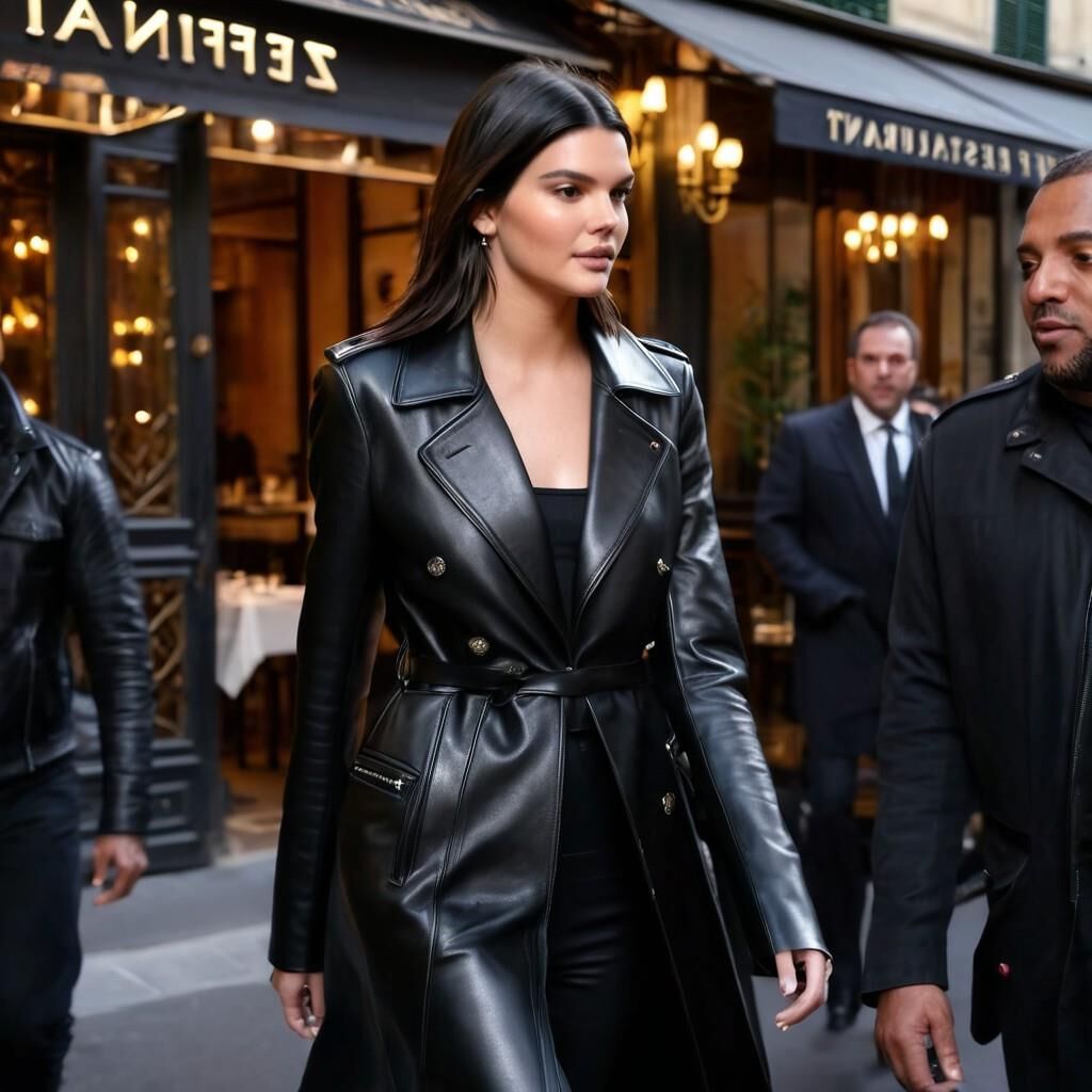 K.I. Kendall Jenner im Ledermantel