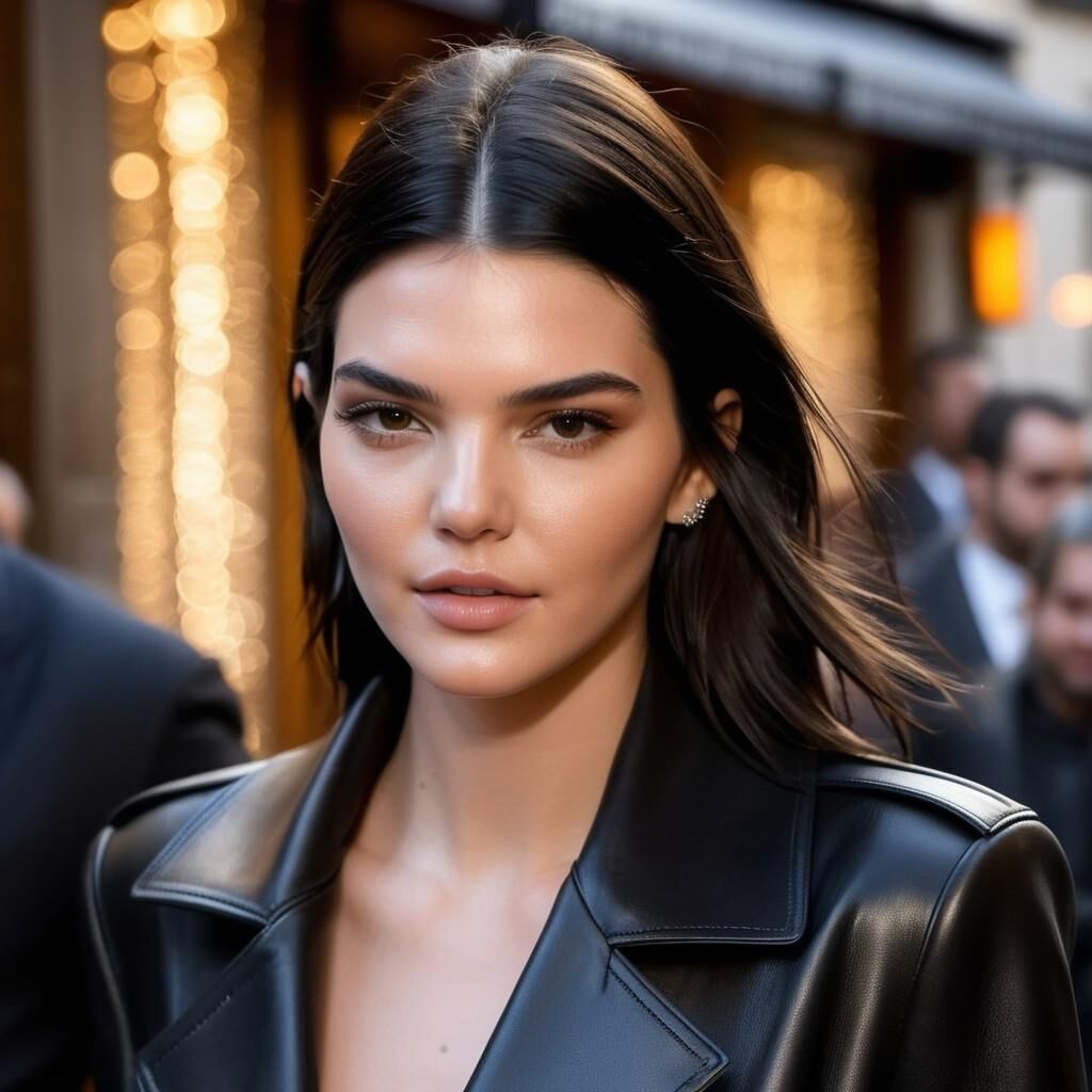 K.I. Kendall Jenner im Ledermantel