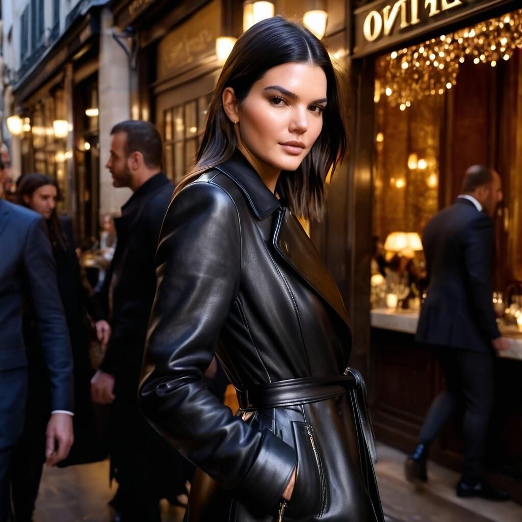 A.I. Kendall Jenner in Leather Coat