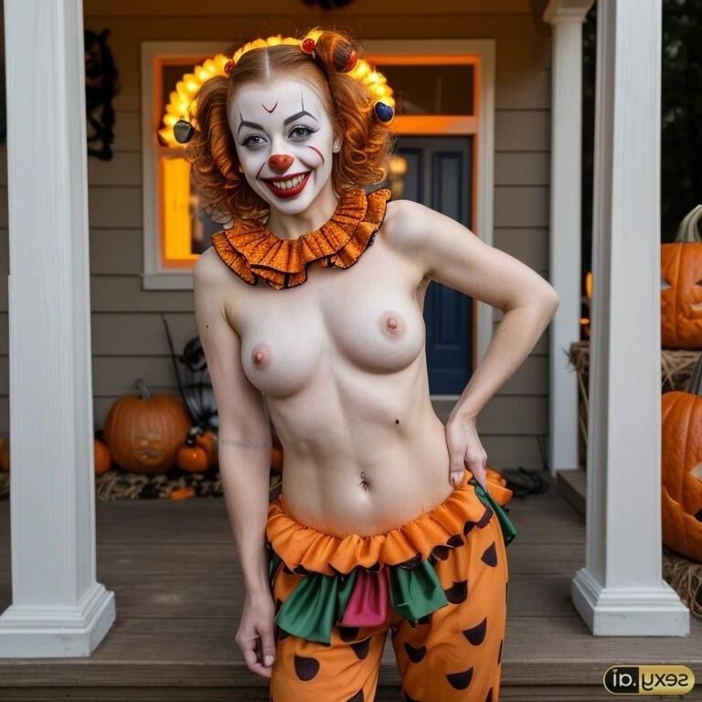 AI Halloween Women Flashing Breasts 004 - Clown