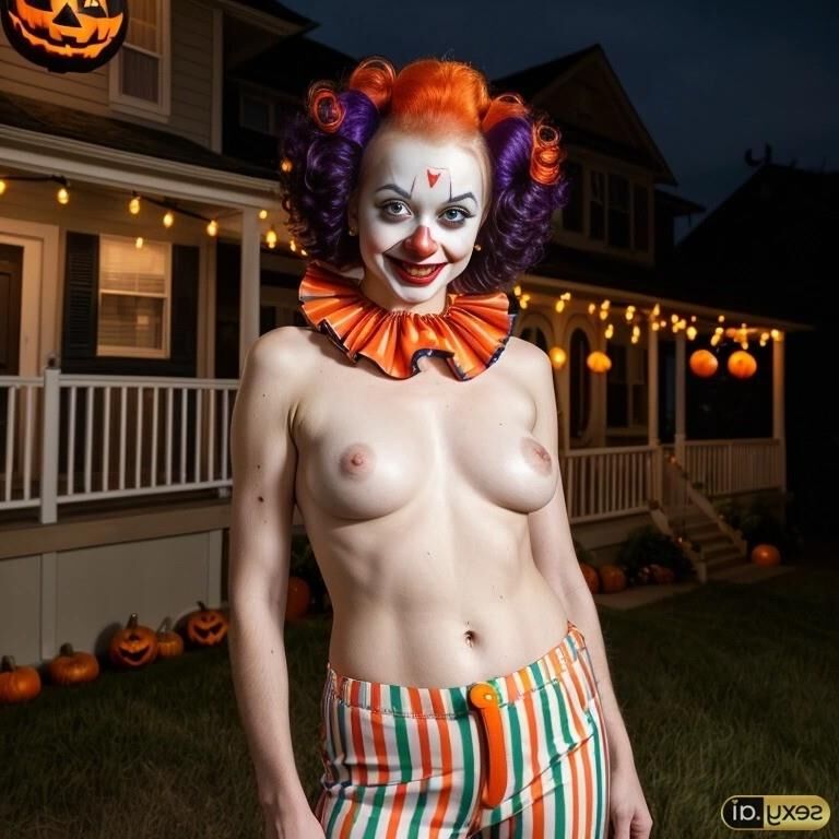 AI Halloween Women Flashing Breasts 004 - Clown