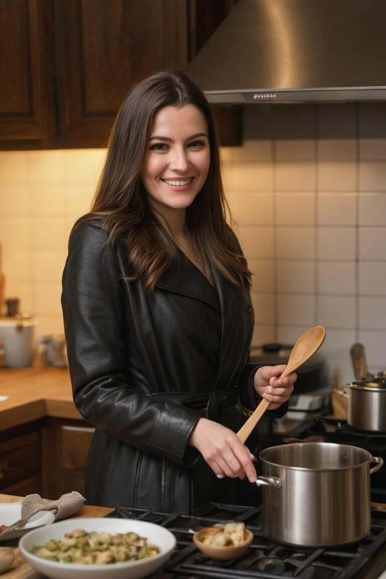 A.I. Cooking in Leather Coat