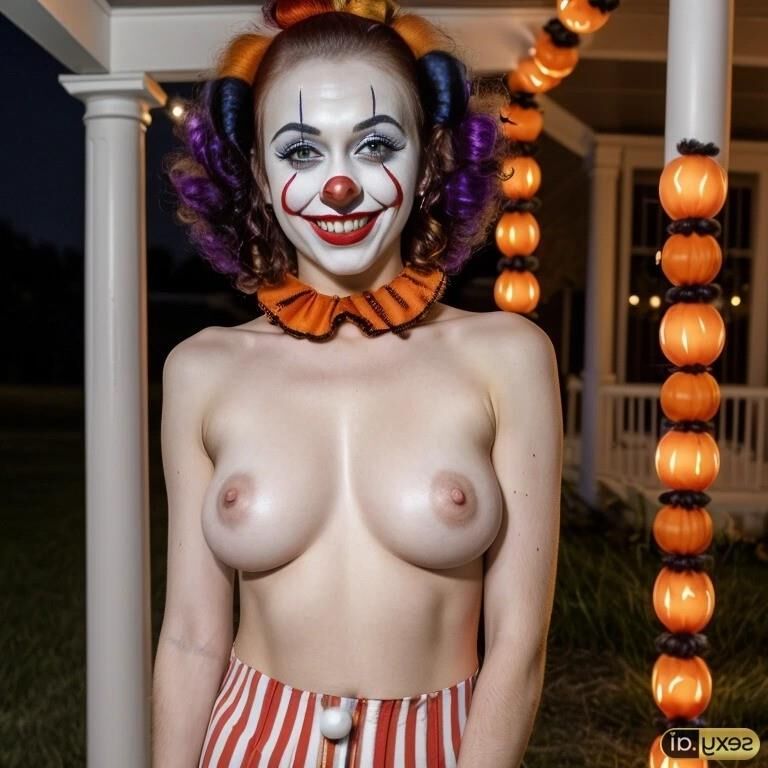 AI Halloween Women Flashing Breasts 004 - Clown