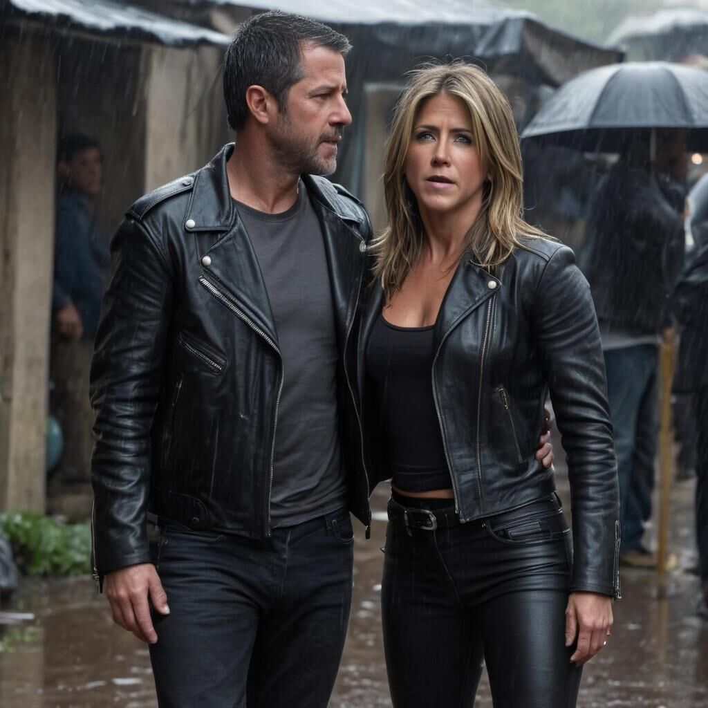 A.I. Jennifer Aniston in Leather in the slummer