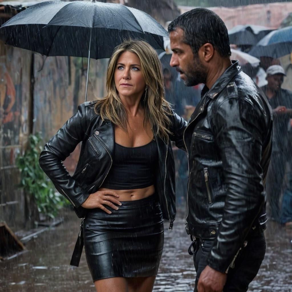 A.I. Jennifer Aniston in Leather in the slummer