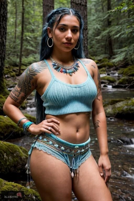 Wild Native American babe gets gangbanged in nature