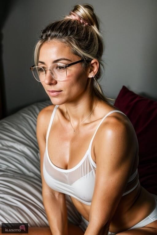 Seductive glasses girl strips down to tease