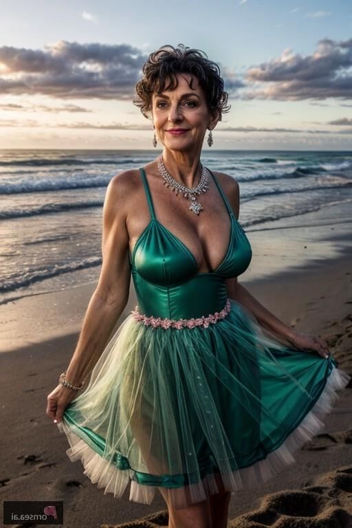 Sexy Oma lässt ihren Strandarsch spielen