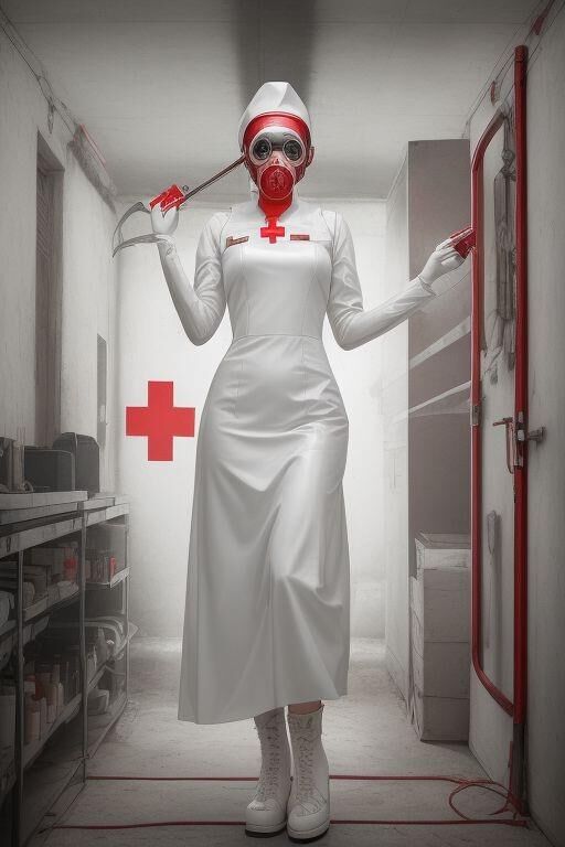 AI-Generated Dystopian Future Latex Nurses