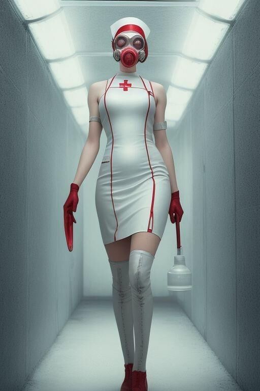 AI-Generated Dystopian Future Latex Nurses