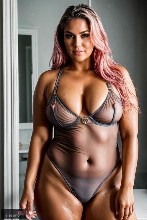 Pink-haired Brazilian bombshell gets soaked in the shower