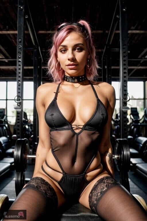 Nena fitness con piercings se bombea duro