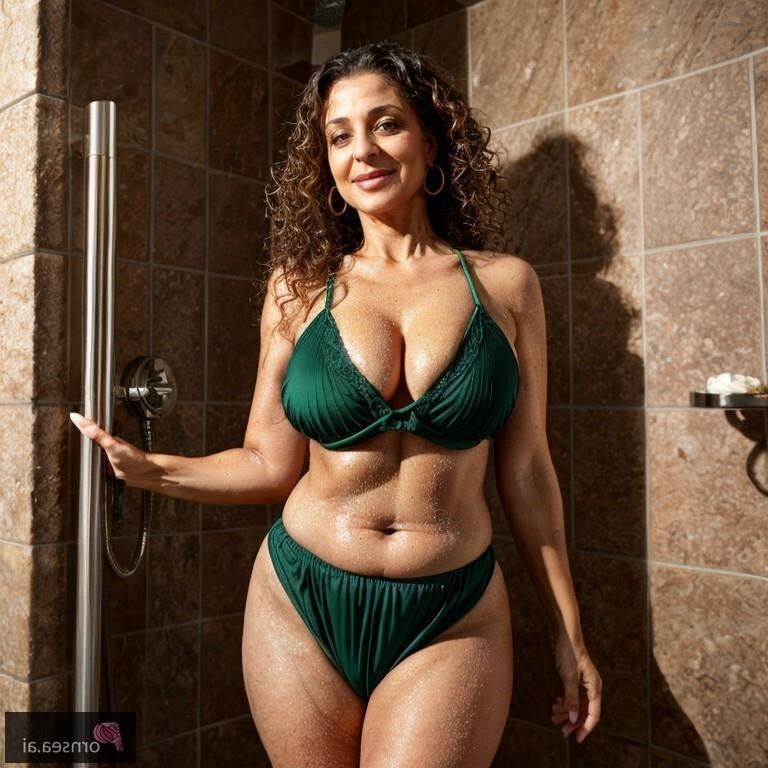 Sexy arabische Oma macht sich unter der Dusche schmutzig