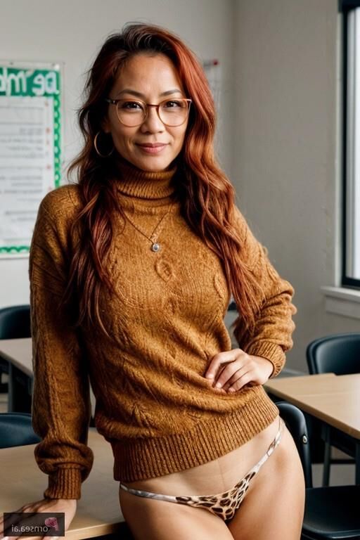 Asian teacher seduces students with her hot glasses