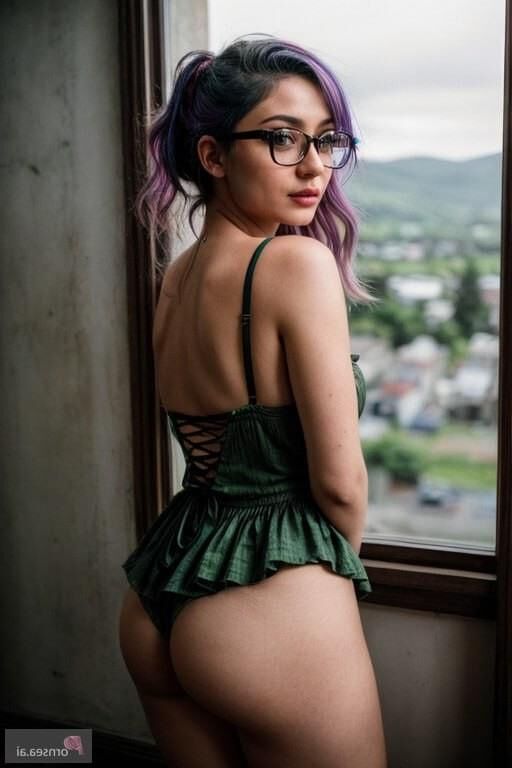 Nerdy babe showing her Big ass