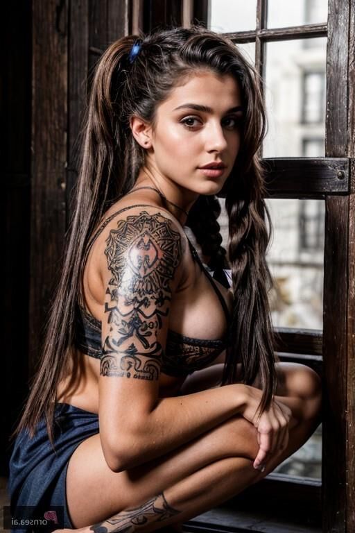 Tattooed Middle Eastern beauty strips down her traditional dress