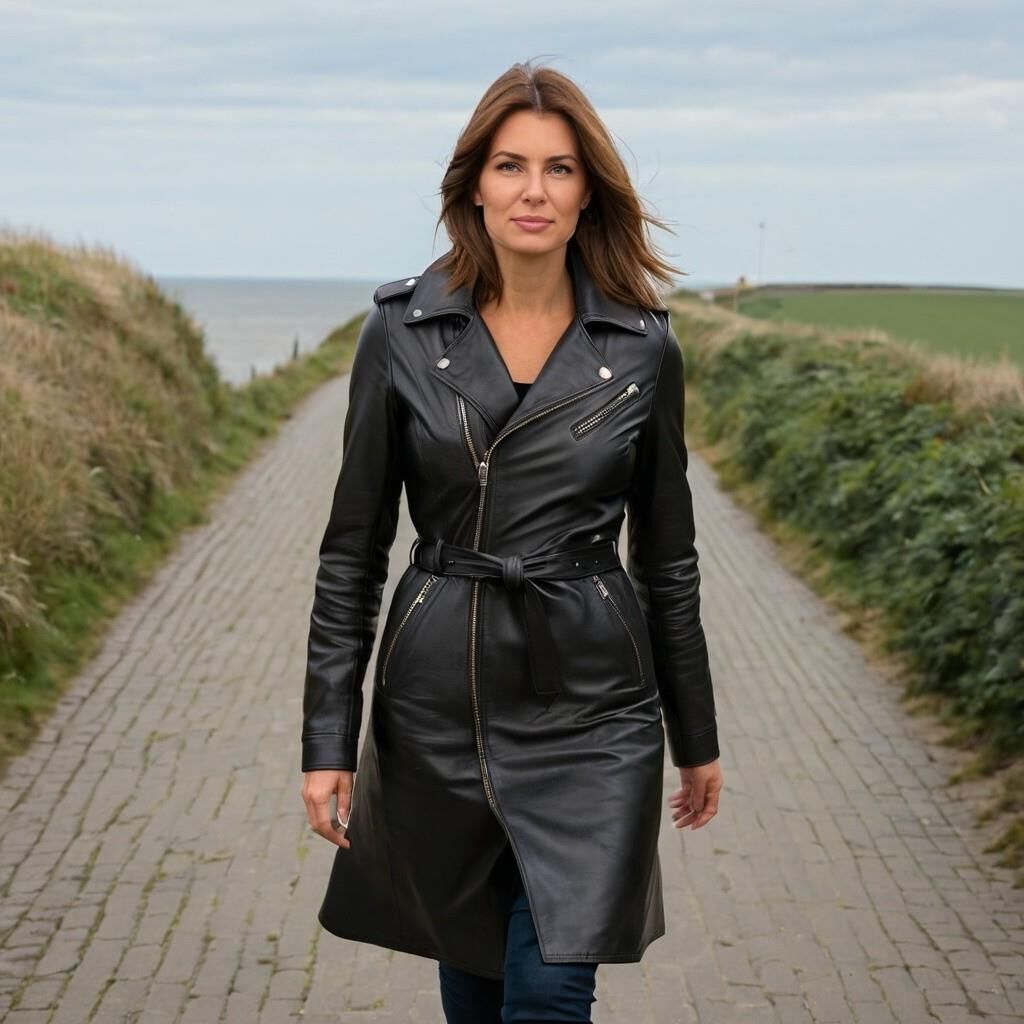 A.I. Greetje in Leather walking in Dutch Village called "Urk".