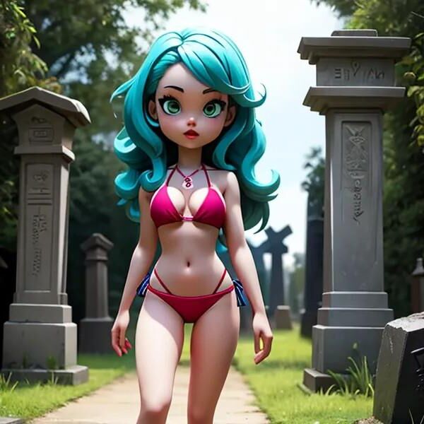 AI Cartoon Babes in a Graveyard