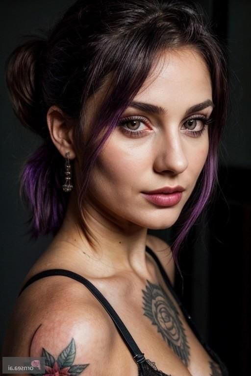 Beautiful Petite purple hair babe