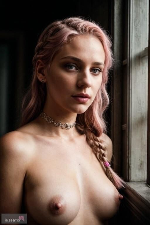 Pink hair teen babe