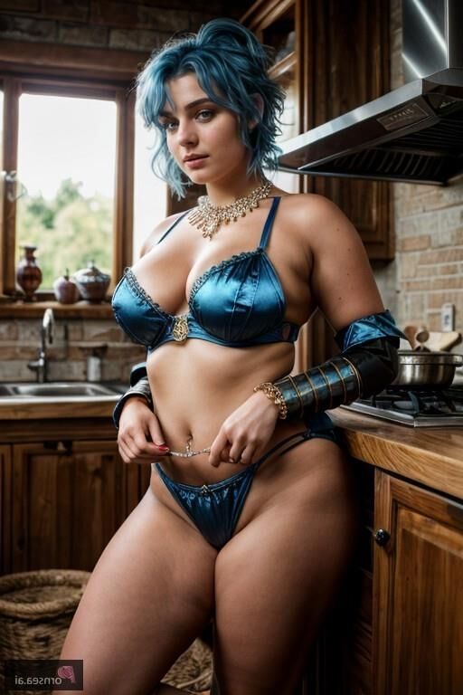 Fantasy warrior babe takes her armor off at home