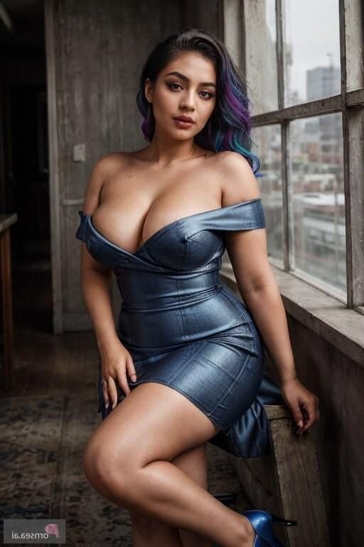 Chubby chick in a sexy dress