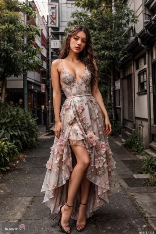 Petite fille dans une belle robe longue