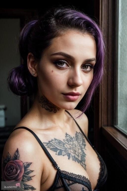 Beautiful Petite purple hair babe