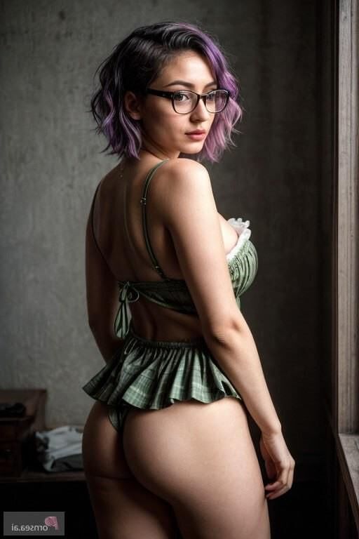 Nerdy babe showing her Big ass