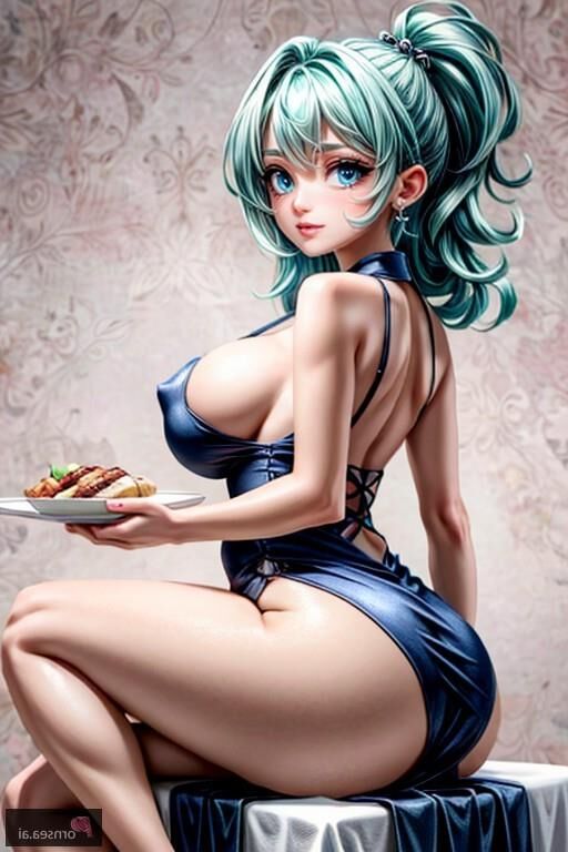 Green-haired Middle Eastern cutie strips down in her China doll 