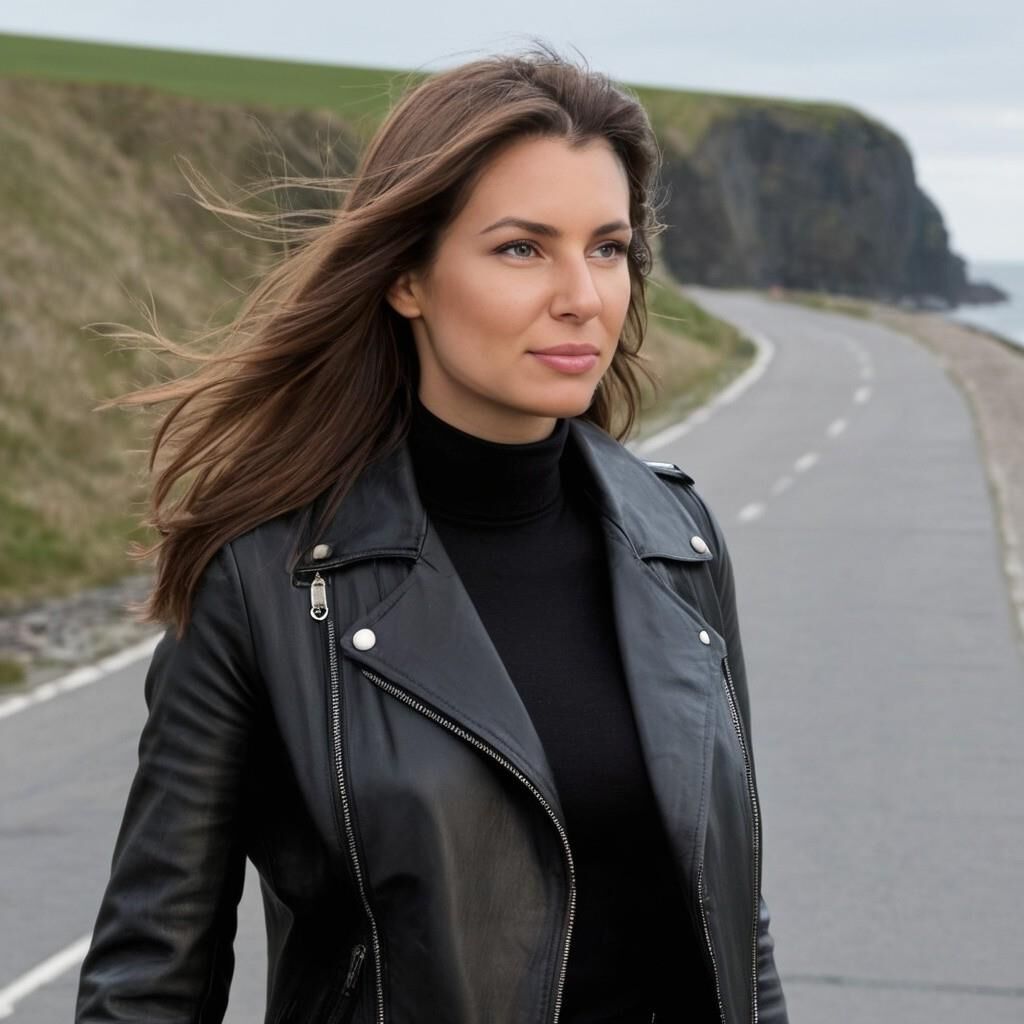 A.I. Greetje in Leather walking in Dutch Village called "Urk".