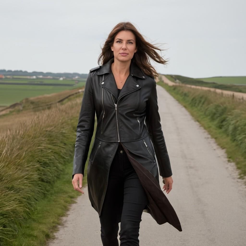A.I. Greetje in Leather walking in Dutch Village called "Urk".