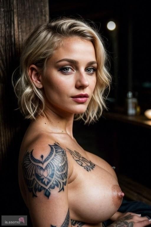 Tattooed blonde chick