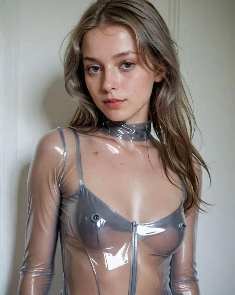 AI KI Best Teen in PVC Shiny Latex Dress 