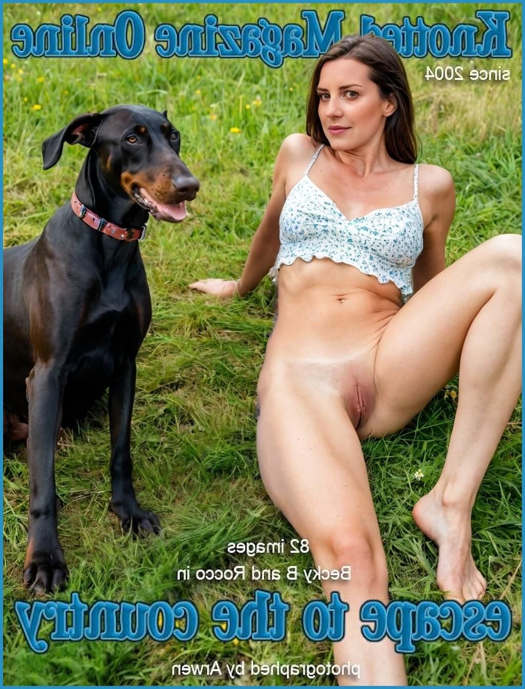 AI brunette and dog magazine covers