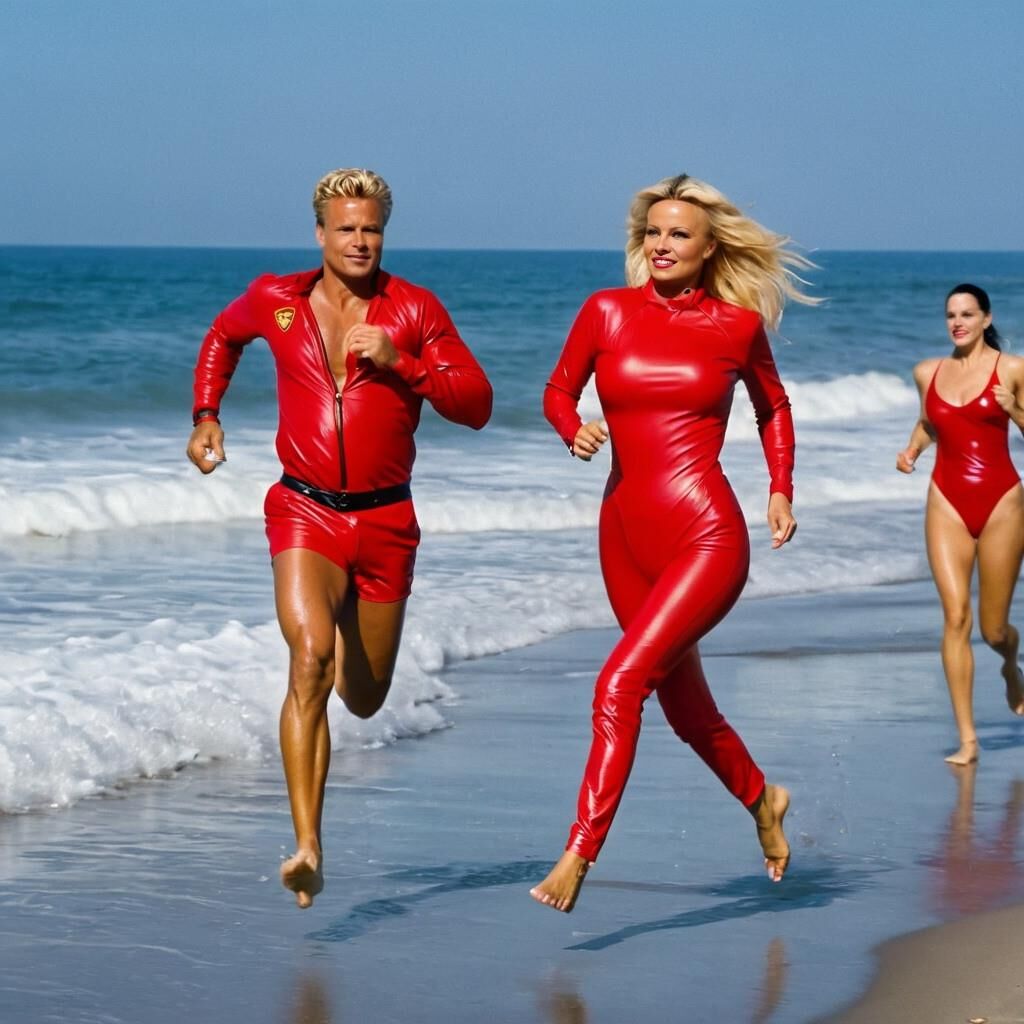 A.I. Pamele Anderson em "Baywatch" em couro