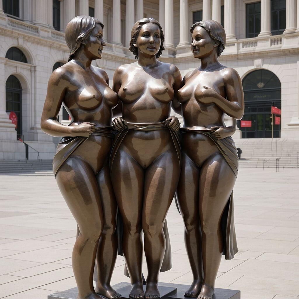 AI - Bronze statues of women lifting their skirts