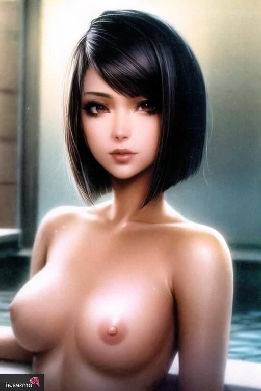 Short hair babe enjoying the bath house