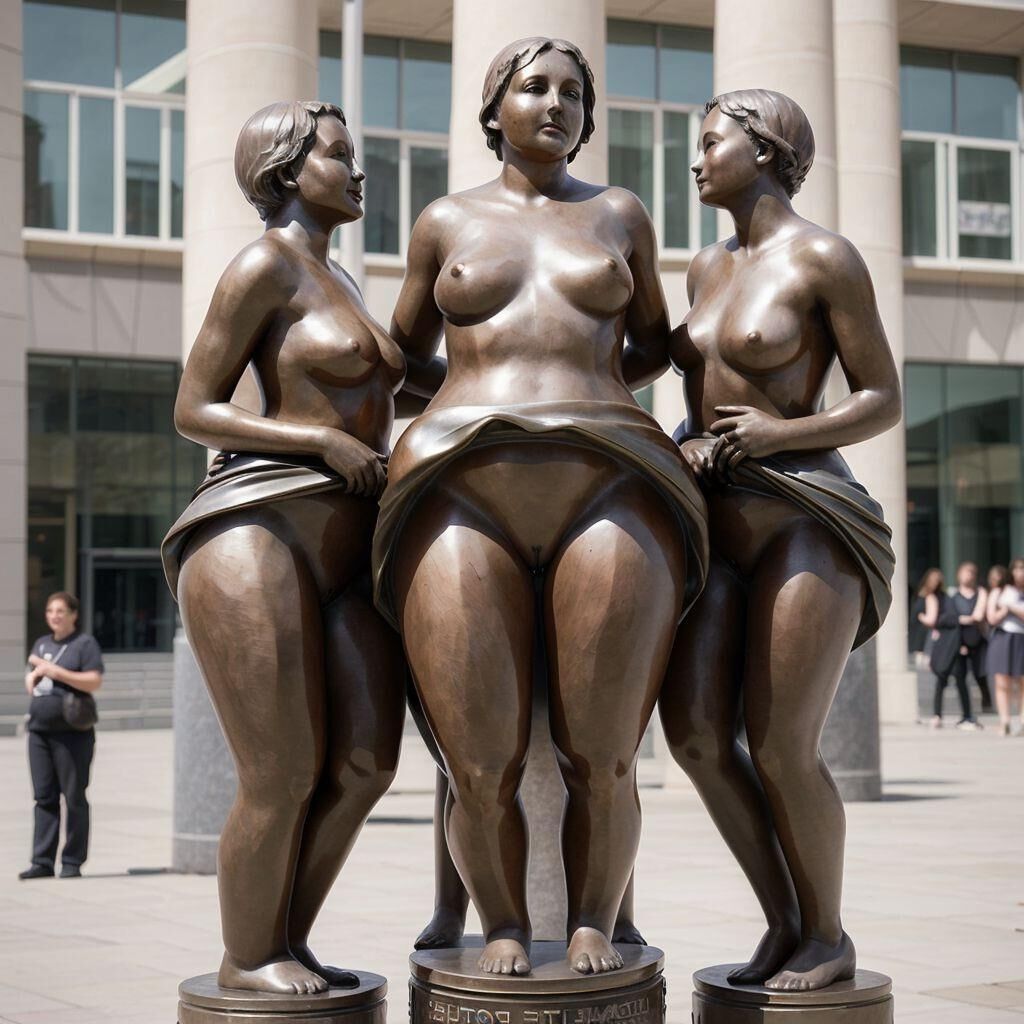 AI - Bronze statues of women lifting their skirts