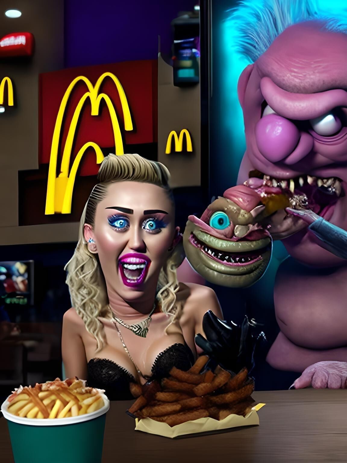 Miley Ray Cyrus borracha en McDonalds