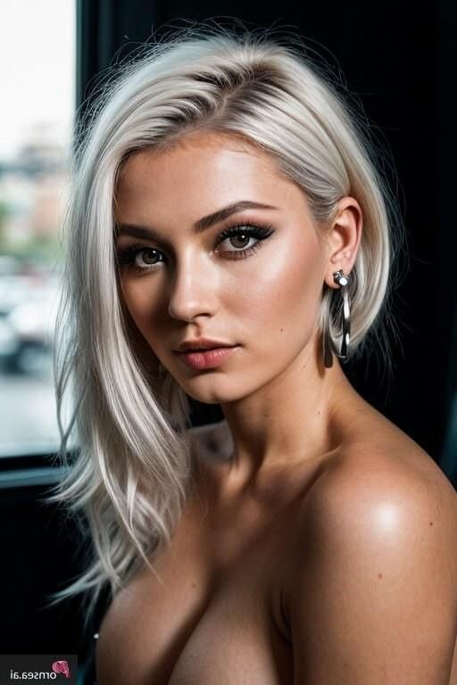 Beautiful white hair babe