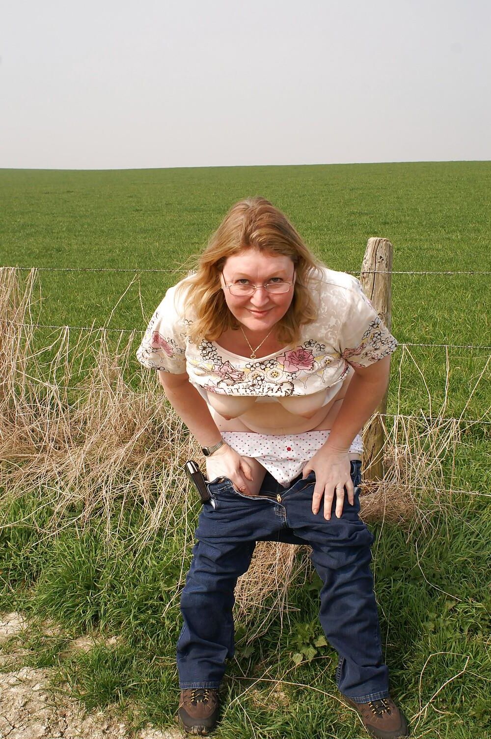 Mature blonde somewhere in the field