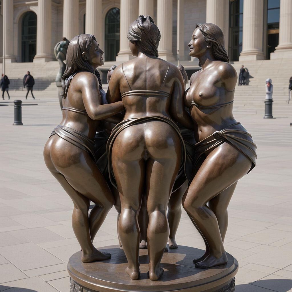 AI - Bronze statues of women lifting their skirts