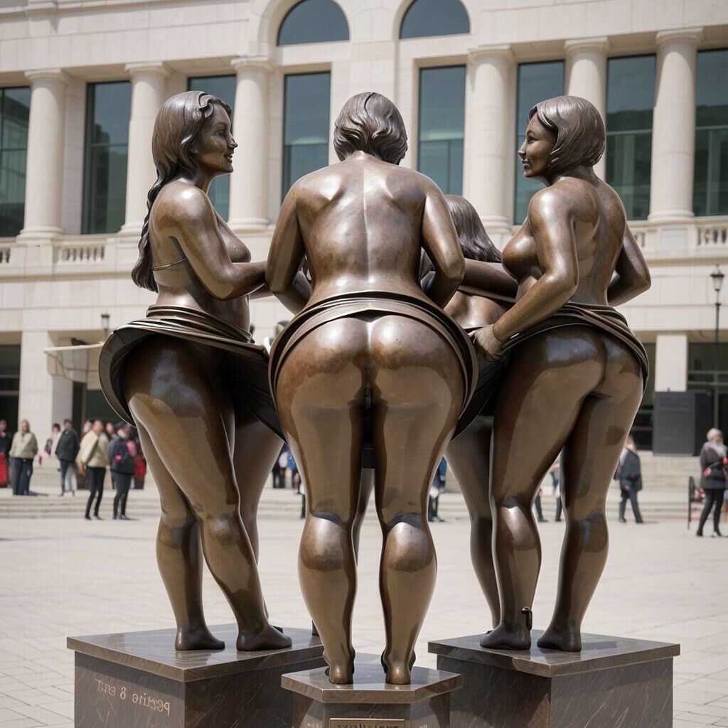 AI - Bronze statues of women lifting their skirts